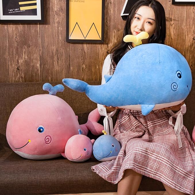 MUPI Squirting Whale Stuffed Animals Plush Pillow Cute Soft Cotton Plushies Pillows Kawaii Whale Toy Decor Gifts for Kids Boys Girls Adults (Pink, 10 Inch