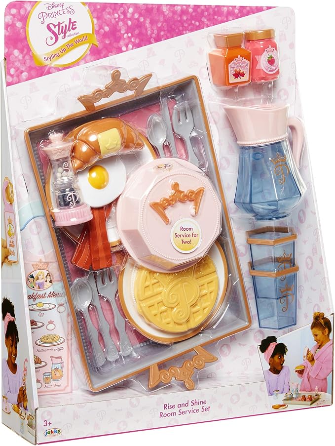 Disney Princess Style Collection Room Service Pretend Play Toy Set - with Serving Tray, Plate Cover, Pitcher & More for A Great Pretend Travel Experience - Girls Ages 3+