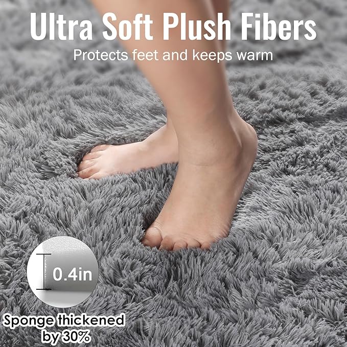 PAGISOFE Grey Fluffy Rugs for Bedroom 4x6 Area Rug Shag Rug for Kids Room Furry Carpet Modern Living Room Rug Soft Shaggy Boys Rug Fuzzy Throw Rugs for Home Decor Aesthetic, Dorm Nursery Gray