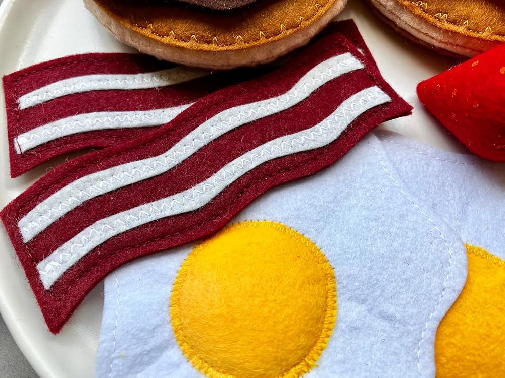 Pancake Breakfast Set/Felt Play Food for Toddlers & Kids/Pretend Play/Montessori Educational Kitchen Toys/Role Play