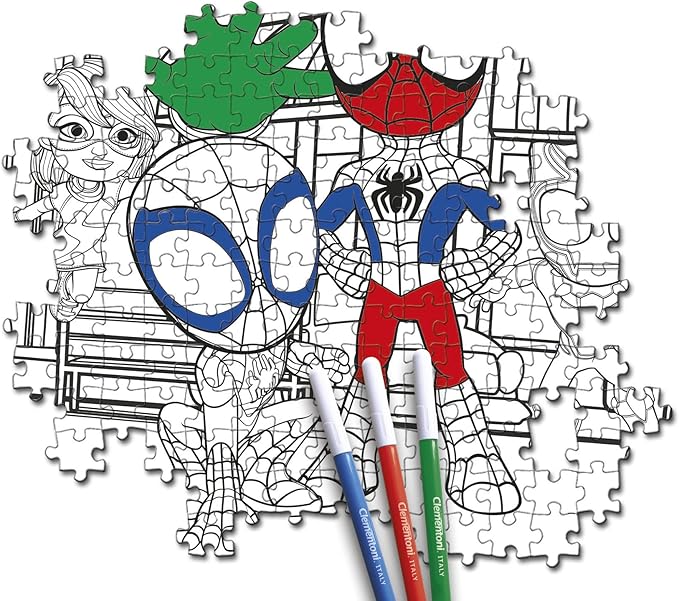 Clementoni - 25727 - Supercolor Puzzle Double Face Marvel Spidey - 104 Pieces - Jigsaw Puzzle for Kids Age 6