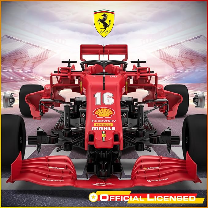 Licensed Ferrari F1 SF1000 RC Car Building Kit, 1/16 Scale Supercar Assembly Set with Remote Controller, Licensed Model, 65 Pieces, STEM Kits for Kids and Adults, Ages 8+ (Ferrari SF1000)