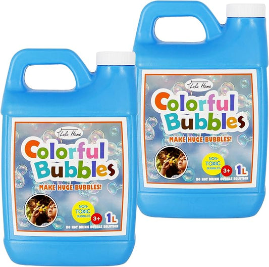 Lulu Home 2 Pack Bubble Solution, 2 L/67.6 OZ - Giant Bubble Wand & Blower, Halloween/Birthday Party Favors - Up to 5 Gallons