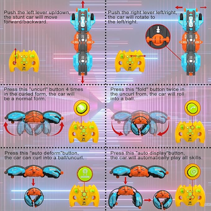 Remote Control Car, RC Stunt Snake Car 360° Roll with Hand Gesture Sensing and Touch Rotation, Super Fast Racing Car for Christmas Birthday Gift, Indoor/Outdoor Toys for 6-12 Year Old Boys Girls