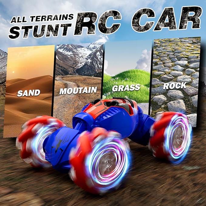 Remote Control Car for Boys 8-12, 4WD Gesture Sensing RC Stunt Car 2.4Ghz with Lights Music Sprayer RC Cars for Boys Age 4-7 8-12 Hand-Controlled Cars Toys Birthday Gifts for Kids Girls Blue