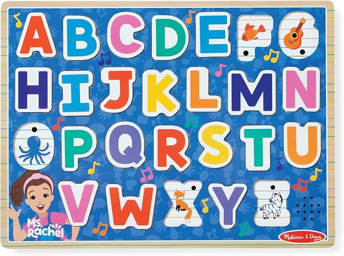 Melissa & Doug® Ms. Rachel™ Wooden Phonics Alphabet Sound Puzzle with Light-Activated Sound Effects, 24-Piece Toddler Toys for Boys and Girls Ages 2+ Years