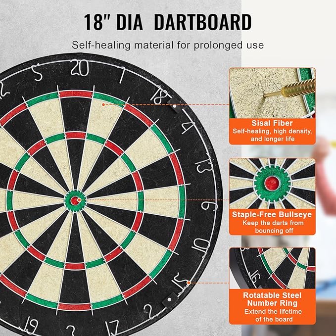 VEVOR Dart Board Cabinet Set, Multiple Styles Ready-to-Play Bundle Official Size, Steel Tip Dart Hideaway Cabinet, Features Easy Assembly, Complete with All Accessories, Perfect for Cricket Games