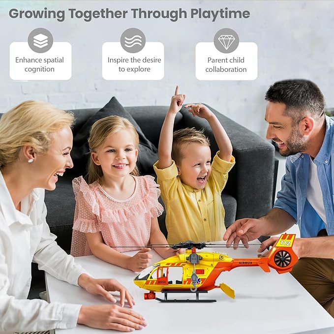 Wenbeier Rescue Helicopter Toys for Boys with Hanging Basket Airplane Toy with Lights and Sound Rescue Vehicles Toys for Kids Aged 3 4 5 6 7