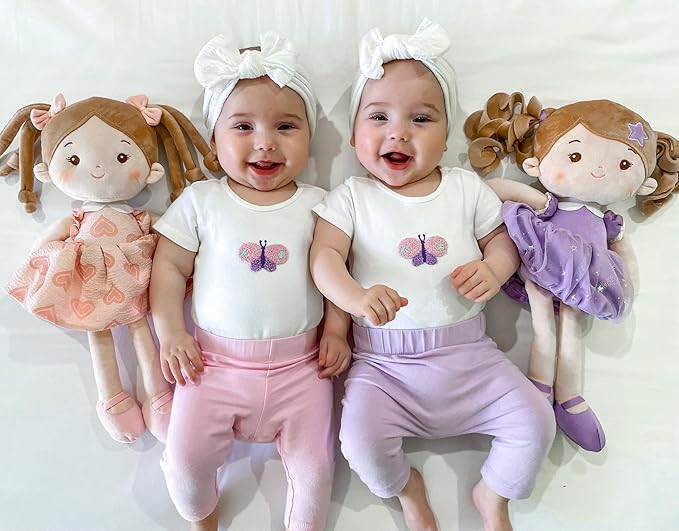 Soft Baby Doll Toys (16''), My First Baby Rag Doll for 1 Year-Old Girl Birthday Gift, Christmas Plush Toys Gift for Toddler Kids Infants -Starlet Purple