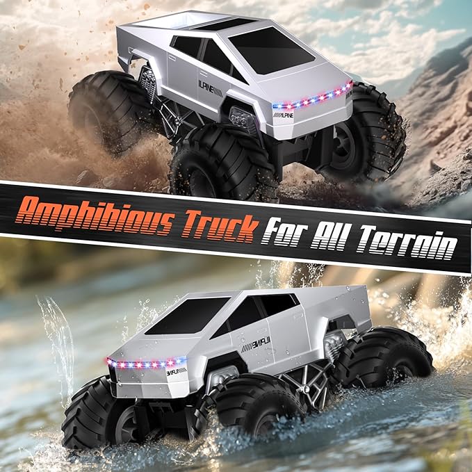 Remote Control Car, 1:16 RC Cars Scale All Terrain Electric Vehicle, LED Lights Car Toys Monster Trucks, Brithday Gift for Boys Girls & Adults