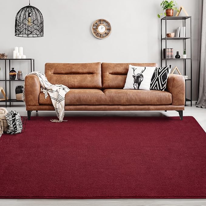 FlyDOIT Area Rugs for Bedroom Living Room, 6x9 Rose Red Super Soft Comfy Thickened Memory-Foam Indoor Carpets, Modern Aesthetic Minimalist Carpet for Boys Girls Adults Apartment Nursery Home Décor