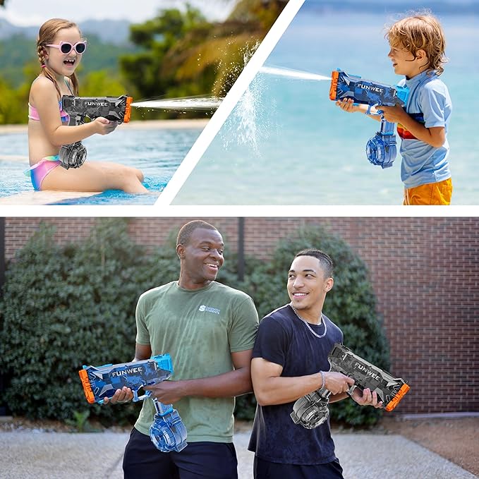 Electric Water Guns for Adult Kid, Strongest Full Automatic Water Pistol High Capacity 500+ Water Blaster, 26-30 FT Range Powerful Classic Water Squirt, Summer Outdoor Swimming Pool Water Toy