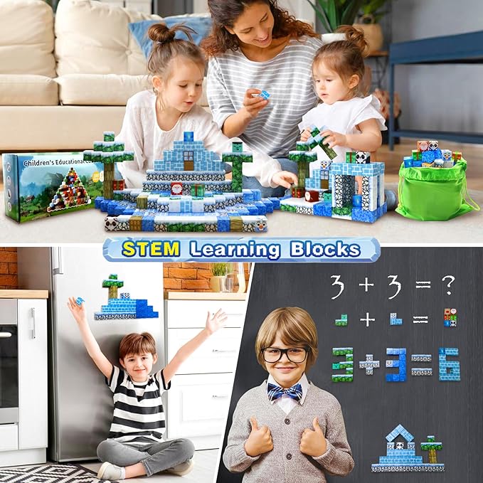 100PCS Magnetic Building Blocks for Kids, Chirstmas Build Magnet World Set for 3-10 Years Old Boys & Girls Magnetic Building Toys for Toddler (XMS)