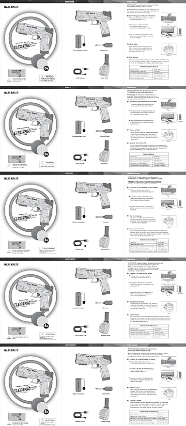 artcool Stronger Electric Water Gun for Kid/Aldult,Transparent Automatic Squirt Guns High Powered IP67 Waterproof, Water Guns with 400 Ammos for Outdoor Summer Beach Pool （Red）