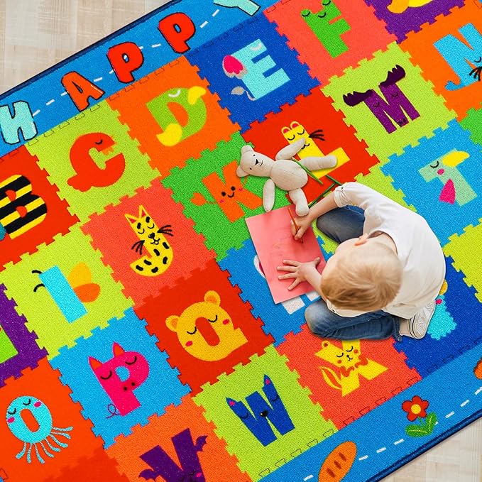 Classroom Rugs, Preschool Carpet for Classroom Elementary, School Learning Non-Slip Educational Carpet, Washable Kids Rugs for Playroom Nursery (Style 8, 59'' x 39.4")