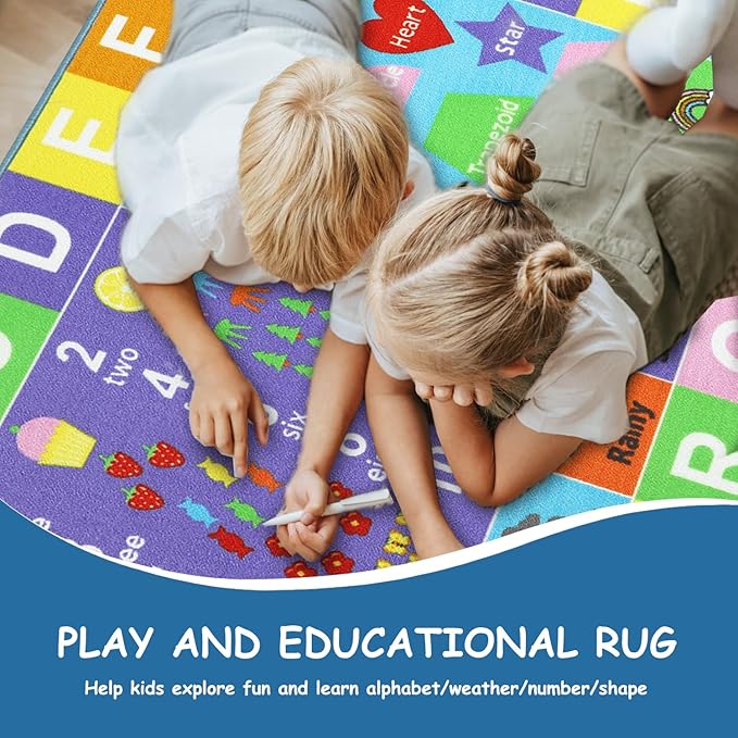 Kids Rug 3'3" x 5'2" City Life Playmat Area Rug Car City Map Washable Traffic Road Educational Learning Nursery Rug Carpet for Children Playroom Living Room Bedroom Classroom Decor Pink