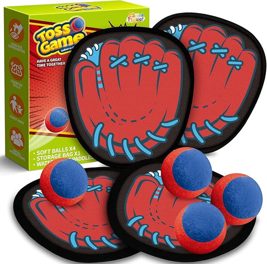 SpringFlower 4 Pack Catch and Toss Game, Toddler Catch Ball Game Set, Kids Baseball Beach Outdoor Pool Game Toy for Kids, Boys & Girls Toy for Kids Toddlers, Fun Idea Gift