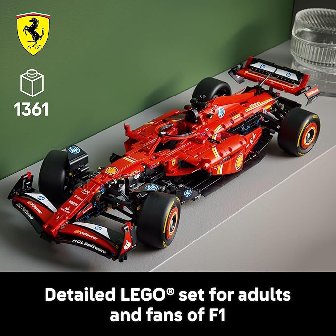 LEGO Technic Ferrari SF-24 F1 Model Car Kit - Building Set for Adults, Ages 18+ with Realistic Features - Gift for Fathers Day - Ferrari F1 DIY Craft for Display - 42207