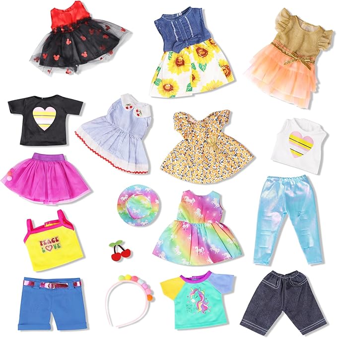 18 inch Doll Clothes Accessories, ARTST 18PCS Doll Clothes Outfit Dress for 18 inch, Xmas Gift for Girls(10 Set)