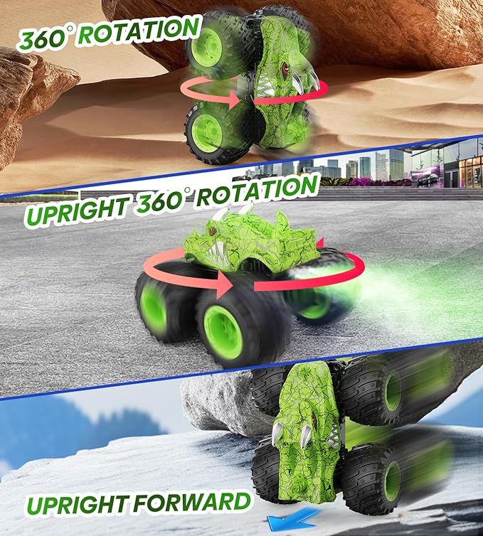 BAODLON RC Monster Trucks Toys for 3 4 5 6 7 8 Years Old Boys Kids, 2.4GHz Remote Control Monster Car, All Terrain RC Truck Off Road with Spray & Light, Rechargeable Battery, Christmas Birthday Gifts