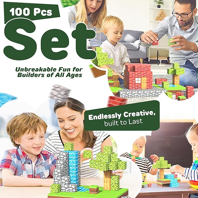 Magnetic Blocks, 100 Pcs, Ages 4-9, Forest Theme, Magnetic Building Blocks for Kids, Building Toys, Toddler Toys