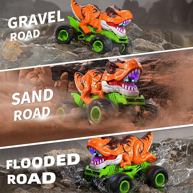 Remote Control Dinosaur Car for Boys Kids, 2.4Ghz RC Dinosaur Truck for Toddlers, Electric Hobby RC Car Toys with Light & Sound Spray Christmas Birthday for 3 4 5 6 7 8 Year olds Kids Boys