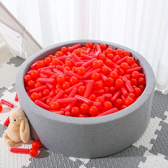 STARBOLO Ball Pit Balls for Kids- 120pcs Crush Proof Plastic Toy Balls for Toddler Ball Pit, Ball Pit Play Tent, Baby Pool Water Toys, Party Decoration, Photo Props (Red)