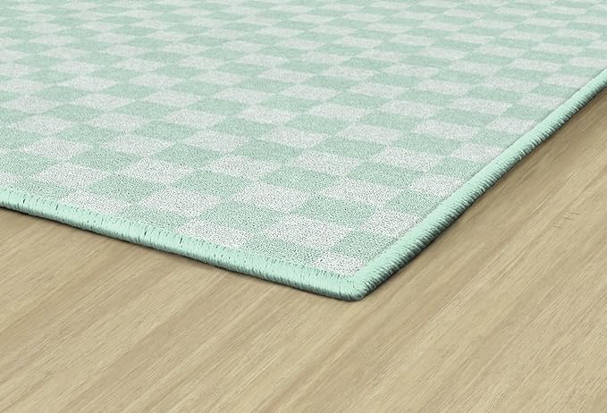 Flagship Carpets Schoolgirl Style Mint Checkerboard Educational Area Rug for Kids Room Seating Décor, Children's Classroom, Play Carpet for Teaching and Playroom, 5' x 7'6", Green