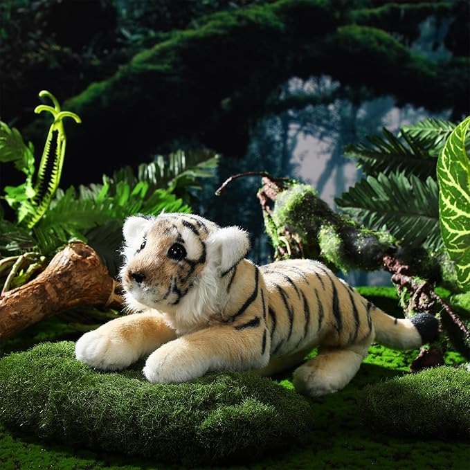 15 Inch Stuffed Animal Stuffed Tiger Leopard Lion Plush Toys Realistic Plush Gifts Wild Animal Toys Jungle Animals for Boys Girls Birthday Parties Gift(Tiger)