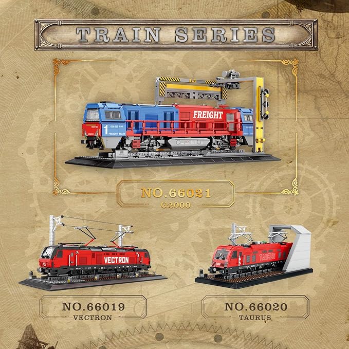 Train Building Sets with Base,G2000 Freight Train,Locomotive City Truck Model Kit 66021,Model for Adult Car Lovers,Gift Ideas for Girls Boys Home Décor,1980 PCS