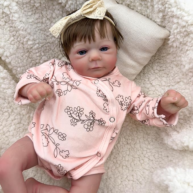 RXDOLL Realistic Reborn Baby Dolls Girl 19 inch Soft Body Lifelike Preemie Babies Real Looking Newborn Baby Doll Life Size Vinyl Cloth Dolls for Children Best Gifts