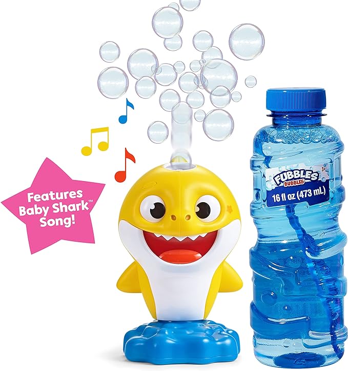 Little Kids Baby Shark NO Spill Musical Bubble Machine,Bubble Toy for Baby, Toddlers and,Amazon Toys Exclusive with 20oz of Extra Bubble Solution 91273E Multicolor