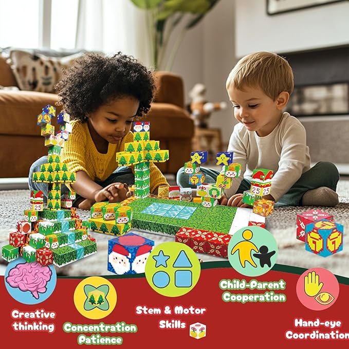 100pcs Magnetic Blocks, Mine World Building Blocks Craft Cubes for Kids 3+, Boys and Girls - 0.8IN Puzzles Toys