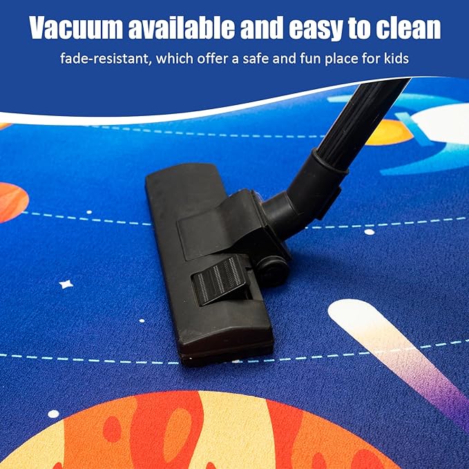 Space Rug for Kids Room Solar System Area Rugs for Boys Bedroom Kids Rugs for Playroom Space Planet Theme Play Mat for Kids Living Room Dining Room Classroom Decor 84x120 inch