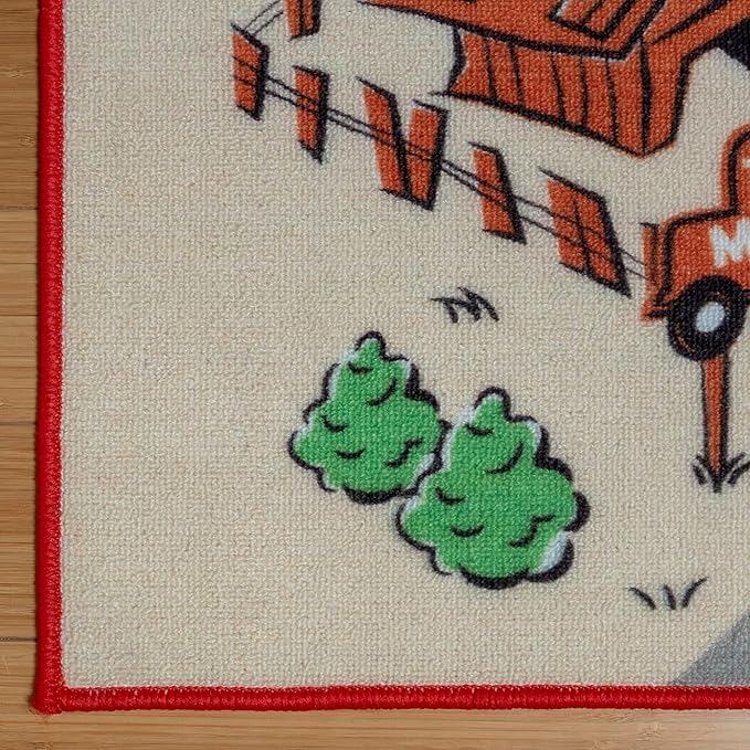 Gertmenian Disney Pixar Cars Indoor Game Rug - 4x6 Large, Non-Slip, Ideal for Children in Bedroom, Game Room, Classroom, Nursery, or Play Area - Radiator Springs Playmat, Multi/Tan, 31201