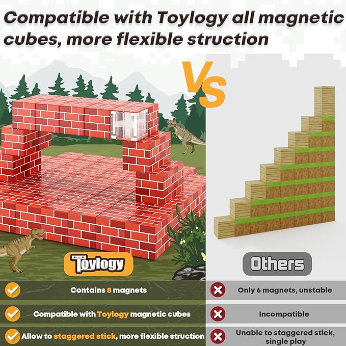 Magnetic Blocks-Build Mine Magnet World Brick Edition, Magnetic Toys for Boys & Girls Age 3-4 4-5 6-8, STEM Montessori Sensory Toys for Toddlers Gifts for 3+ Years Old Girls Boys