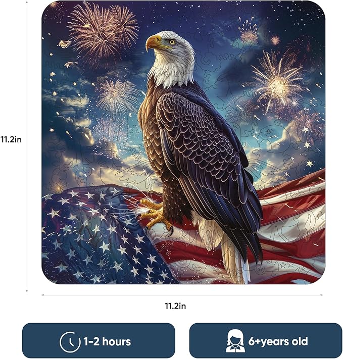 Wooden Puzzle for Adults, Eagle Flag Wooden Jigsaw Puzzles(15.9 * 15.6in-500pcs), Beautiful Wooden Puzzle with Box Birthday Gifts for Adults and Kids Family Game