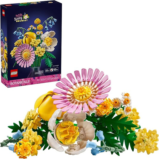 LEGO Botanicals Petite Sunny Bouquet Flower Set - Building Toy for Kids 9+ - DIY Floral Arrangement - Room Decor - Gift for Graduation - Faux Bluebells, Tulip, Daisy, and More - 10347