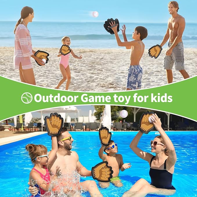 SpringFlower 4 Pack Catch and Toss Ball Game,Toddler Baseball Catch and Toss Ball Set,Outdoor Sport Yard Beach Pool Game Toy,Boys & Girls Toy for Kids Toddlers, Fun Idea Gift for Kids