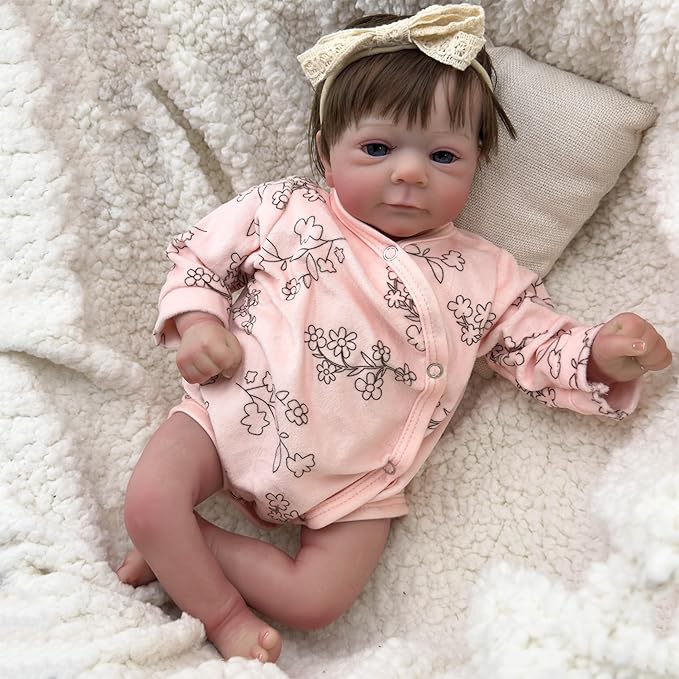 RXDOLL Realistic Reborn Baby Dolls Girl 19 inch Soft Body Lifelike Preemie Babies Real Looking Newborn Baby Doll Life Size Vinyl Cloth Dolls for Children Best Gifts