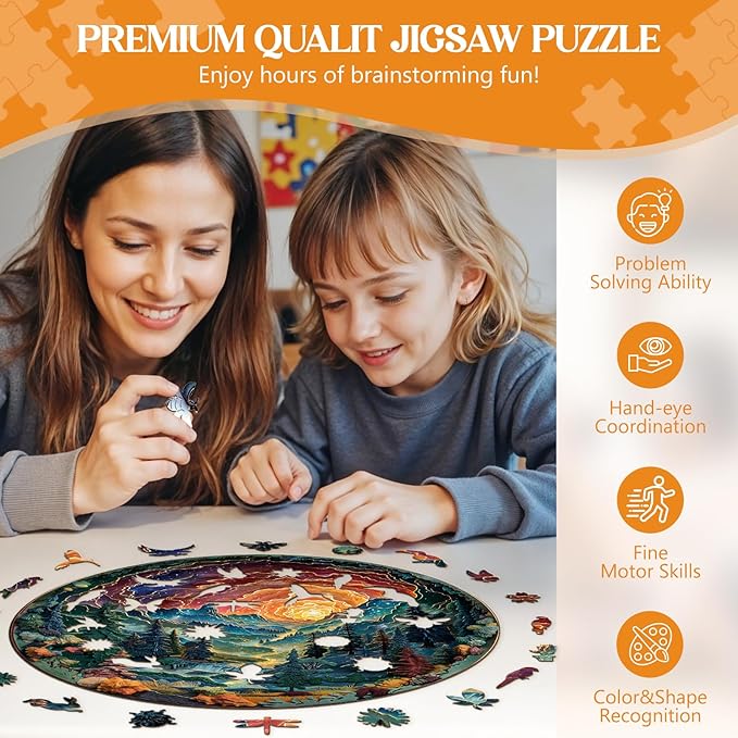 Wooden Puzzles for Adults, Wooden Jigsaw Puzzles for Adults Kids, 3D Cave Sky Unique Shaped Wood Puzzles Adult, Creative Birthday Gifts for Friends Family Game (11.4 * 11.4in 200pcs)