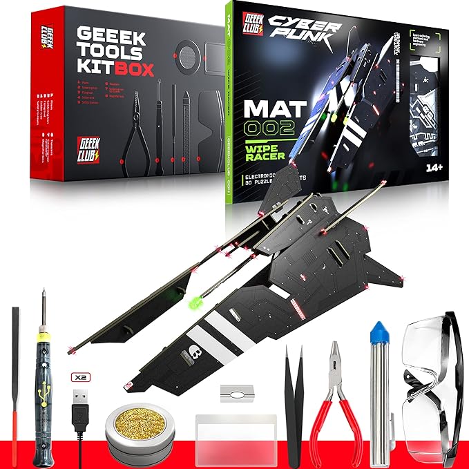 DIY Robot Building Kit - MAT002 Wipe Racer - Science Kid STEM Toys - Educational Robotics Kits for Kids - Printed Circuit Board Set - Build Your Own Robotic Helicopter - Engineering Toy Kit