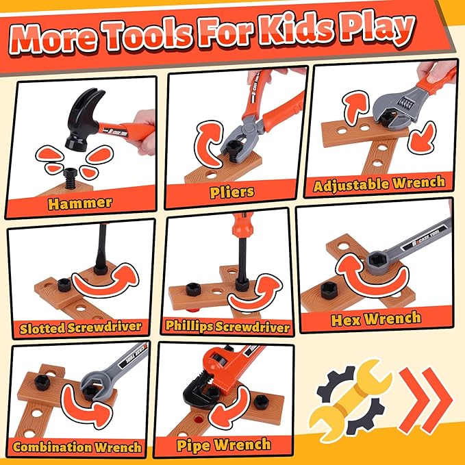 MAGIC4U 26PCS Toddler Tool Set with Tool Bag, Pretend Play Construction Kits for Kids Age 3-6 Years Old