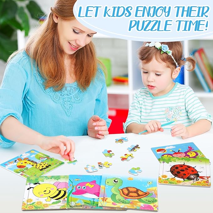 25 Pack Kids Toddler Puzzles Ages 2-4 Wooden Kids Puzzles for Toddlers 16/20 Pieces Wooden Jigsaw Puzzles for Kids 2 3 4 5 Year Old Preschool Puzzles Toy Gift