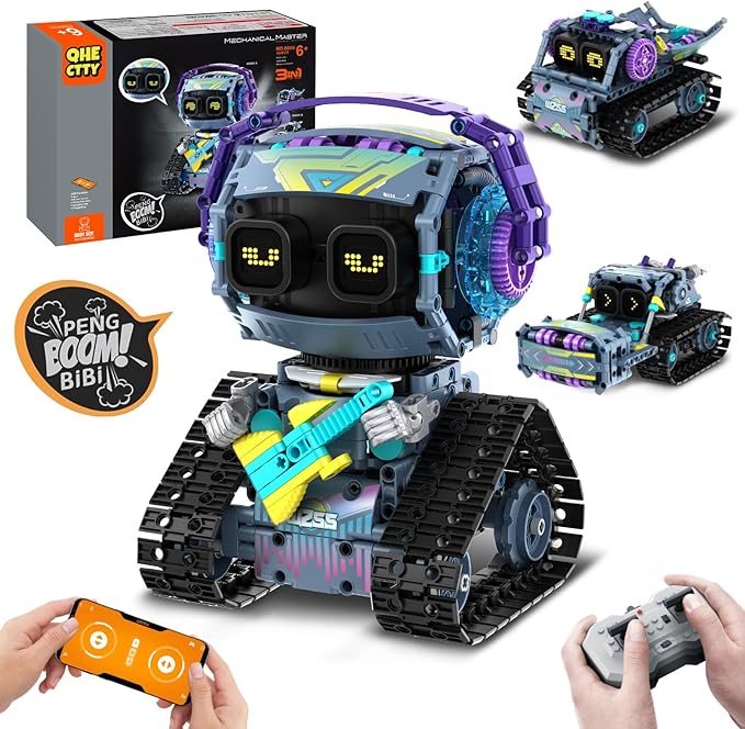 STEM Robot Building Kit for Kids 6-14,3in1 Remote & APP Controlled STEM Rock Robot/Truck/Road Roller Building Toys for Kid,433 Pcs Building Blocks Set Birthday Xmas Gift Ideas for Boys Girls