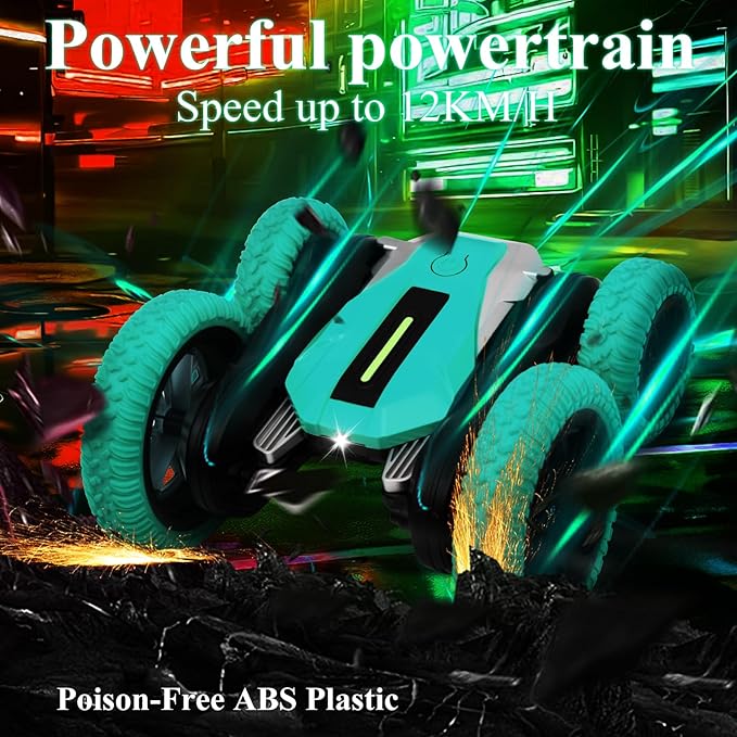 Hand Gesture Sensing Double-Sided Remote Control Car,360° 4wd Off-Road with Lights & Music Indoor/Outdoor Toy for 6-12 Age Boys Birthday Gift (Green)