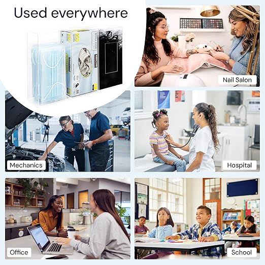 Medical Glove Holder Wall Mount Triple Hygiene Dispenser Station with Lid - Triple Transparent Acrylic - Acrylic Face Mask & Wipes Dispenser - All-Purpose Organizer