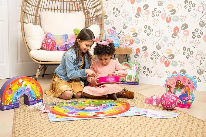 Crocodile Creek 36-Piece Jigsaw Floor Puzzle - Fun Floor Puzzles for Kids Ages 3-5 - Heavy-Duty Shaped Box for Storage - Mermaid Dreams - 24" W x 18" H Finished