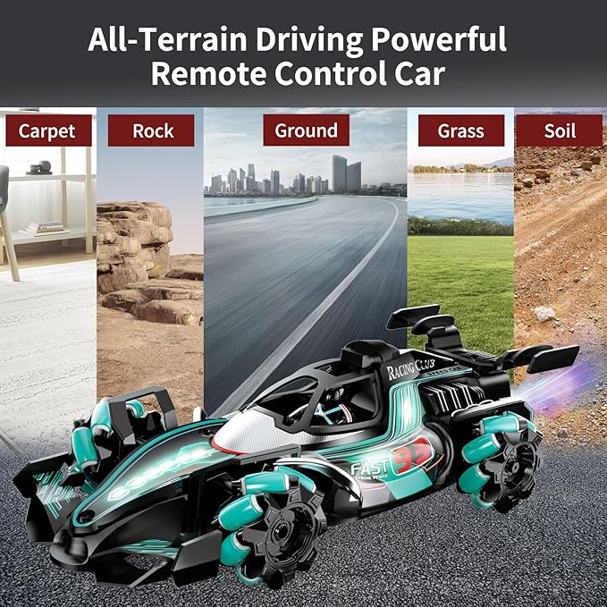 Gesture Sensing RC Stunt Car - Hand Controlled Remote Control Car 4WD Offroad 360° Rotation with Light Music Spray, RC Drift Car Toys for 6-12 Year Boys, Cool Birthday Gifts for Kids