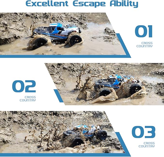 Remote Control Truck for Boys 45KM/H 1:18 Scale RC Truck 4WD All Terrain Off Road Fast RC Car with 2 Rechargeable1200mAh Batteries for 60 Min Run Time, 2.4Ghz Remote Control Car Gift for Adults Girls